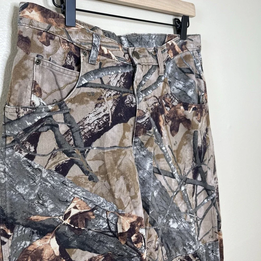 Wrangler 3D Fusion Camo Denim Double Knee Jeans Mens 32 x30 97GR1FS Hunting Gorp